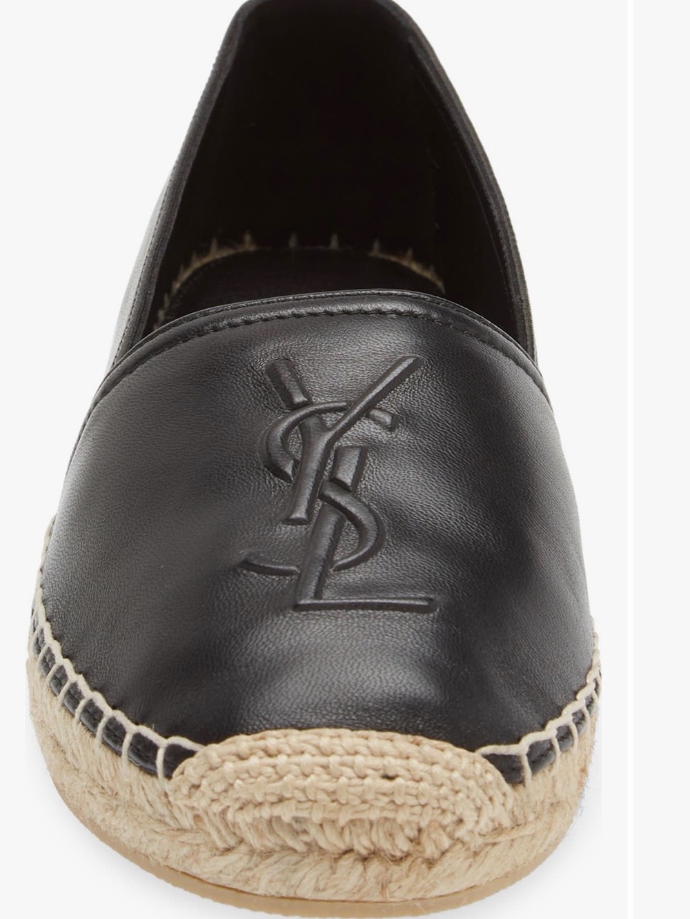 Saint Laurent Black Leather Espadrille Loafer with YSL Emblem